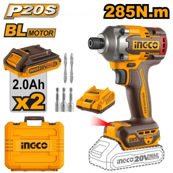 Parafusadeira de Impacto INGCO Brushless Bateria 20V 285nm