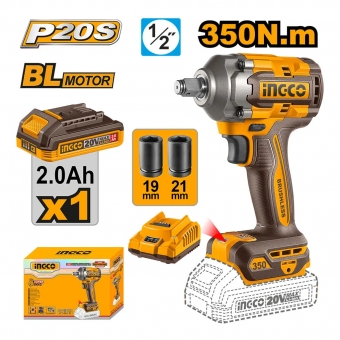 Chave De Impacto 1/2 350nm Brushless À Bateria 20v Ingco