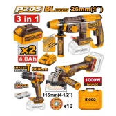 Combo Parafusadeira, Martelete, Esmerilhadeira INGCO 20v + Acessorios