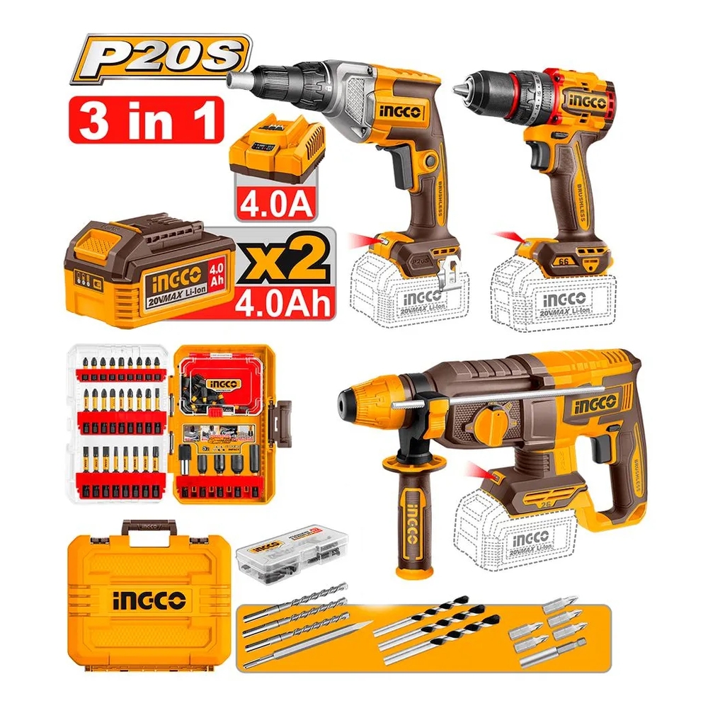 Combo Parafusadeira, Martelete e Parafusadeira Drywall INGCO