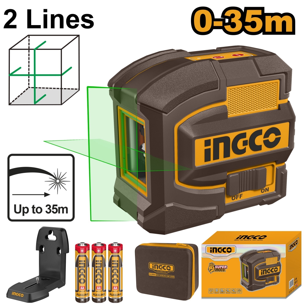 Nivel Laser Verde 2 linhas 35mt INGCO