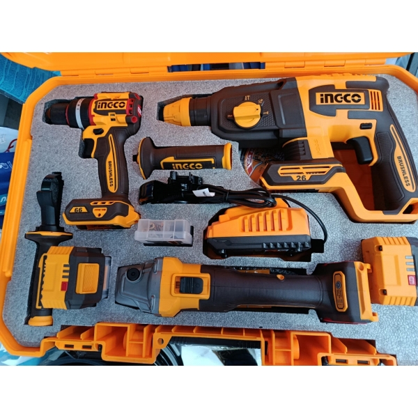 Combo Parafusadeira, Martelete, Esmerilhadeira INGCO 20v + Acessorios