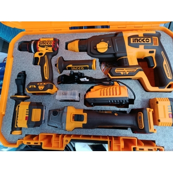 Combo Parafusadeira, Martelete, Esmerilhadeira INGCO 20v + Acessorios