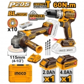 Combo Esmerilhadeira Bateria Parafusadeira 20v Brushless Ingco