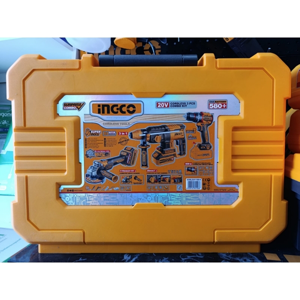 Combo Parafusadeira, Martelete, Esmerilhadeira INGCO 20v + Acessorios